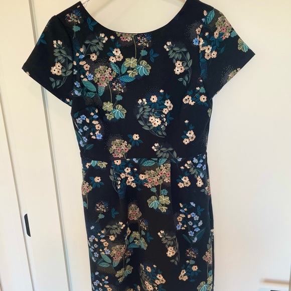 NWT Petite 00P Loft Floral Scoop Back Pocket Dress - Picture 2 of 4
